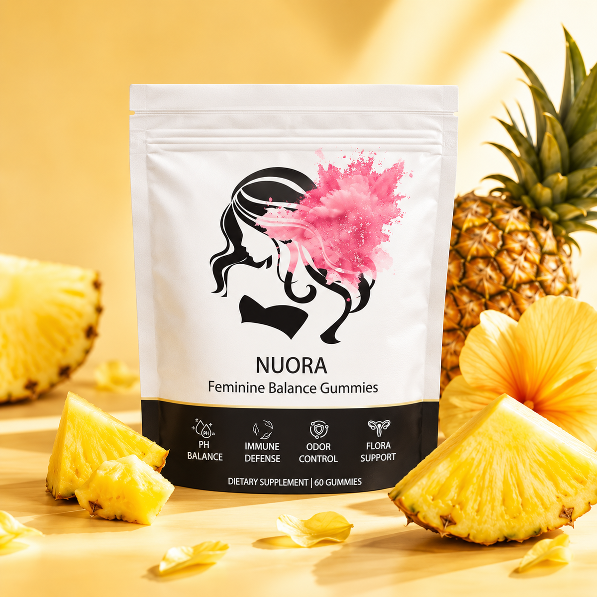 Nuora feminine probiotic gummies with pineapple